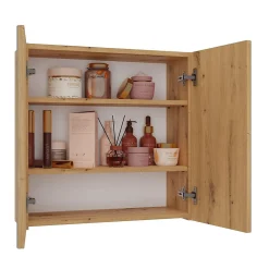 Topeshop SOFYA - Armoire de toilette murale 2 portes - Meuble Salle de bain avec miroir - 60x22x60 cm - Rangement