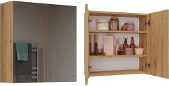 Topeshop SOFYA - Armoire de toilette murale 2 portes - Meuble Salle de bain avec miroir - 60x22x60 cm - Rangement
