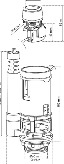 Chasse D'Eau|Somatherm for you - Mécanisme WC à câble double poussoir à câble NF - Universel, économique et adaptable