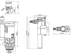 Chasse D'Eau|Somatherm for you - Pack mécanisme WC à câble double chasse + Robinet flotteur alimentation latérale