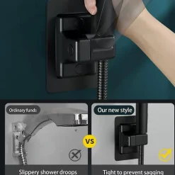 Deko Support de douche rotatif et réglable, support de pommeau de douche à main réglable, étanche (noir)
