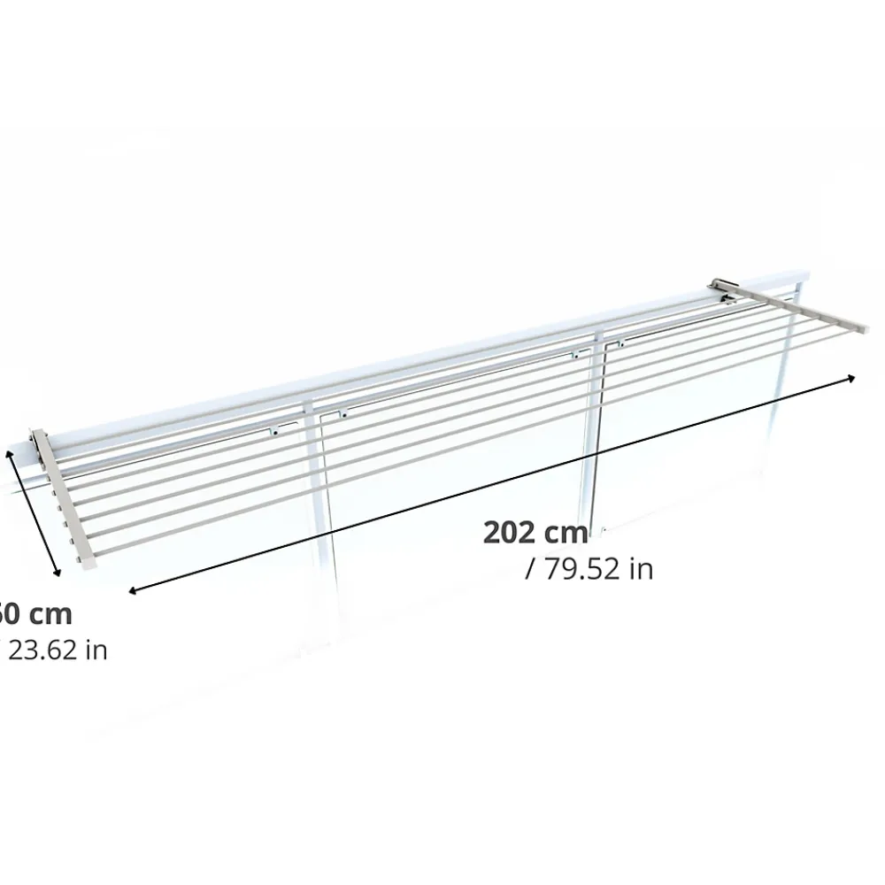 Foxydry Support linge rabattable 2 sens blanc 202x63x8 cm Duo