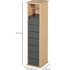 Armoire De Salle De Bains|Homcom Support papier toilette - porte-papier toilette - armoire pour papier toilette - 2 niveaux + sortie papier MDF gris bambou