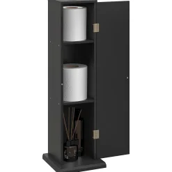 Homcom Support papier toilette - porte-papier toilette - armoire pour papier toilette - 3 niveaux + sortie papier MDF noir