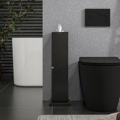 Homcom Support papier toilette - porte-papier toilette - armoire pour papier toilette - 3 niveaux + sortie papier MDF noir