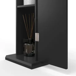 Homcom Support papier toilette - porte-papier toilette - armoire pour papier toilette - 3 niveaux + sortie papier MDF noir