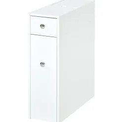 Meuble Wc|Homcom Support papier toilette - porte-papier toilette - armoire pour papier toilette - 2 tiroirs, coffre - MDF blanc