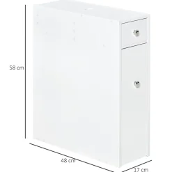 Meuble Wc|Homcom Support papier toilette - porte-papier toilette - armoire pour papier toilette - 2 tiroirs, coffre - MDF blanc