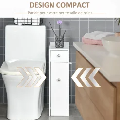 Meuble Wc|Homcom Support papier toilette - porte-papier toilette - armoire pour papier toilette - 2 tiroirs, coffre - MDF blanc