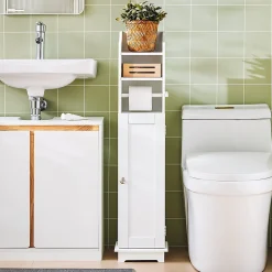Sobuy Support Papier Toilette Armoir Toilettes FRG177-W,
