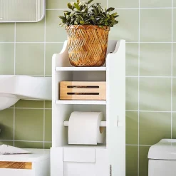 Sobuy Support Papier Toilette Armoir Toilettes FRG177-W,