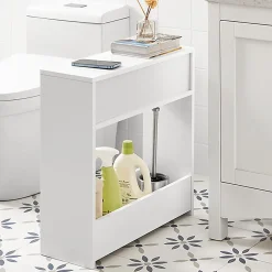 Meuble De Salle De Bains Faible Profondeur|Sobuy Support Papier Toilette, Armoire Toilettes WC, BZR48-W,