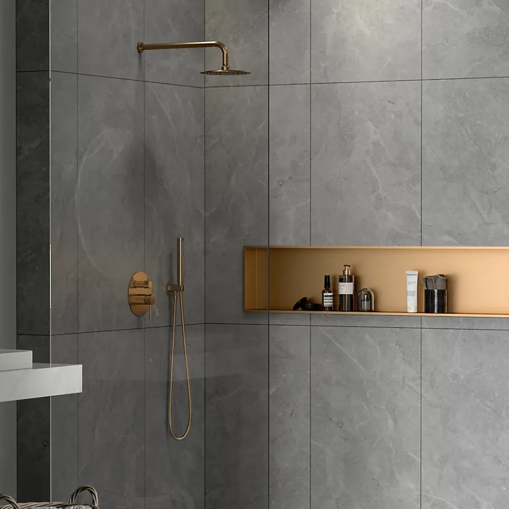 Swiss Aqua Technologies Aurum Niche de Douche à encastrer, Acier Inoxydable 304, 120x28x10cm, Cuivre brossé PVD (SATAURN12128BRG)