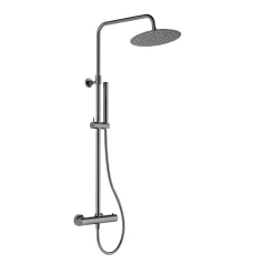 Swiss Aqua Technologies Aurum colonne de douche avec mitigeur thermostatique + douche de tête + douchette à main, métal brossé