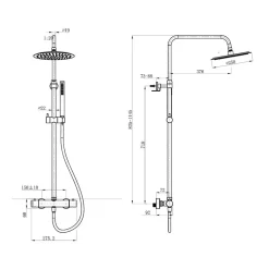 Swiss Aqua Technologies Aurum colonne de douche avec mitigeur thermostatique + douche de tête + douchette à main, métal brossé