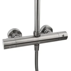 Swiss Aqua Technologies Aurum colonne de douche avec mitigeur thermostatique + douche de tête + douchette à main, métal brossé