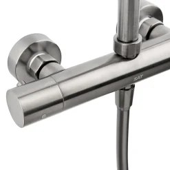 Swiss Aqua Technologies Aurum colonne de douche avec mitigeur thermostatique + douche de tête + douchette à main, métal brossé