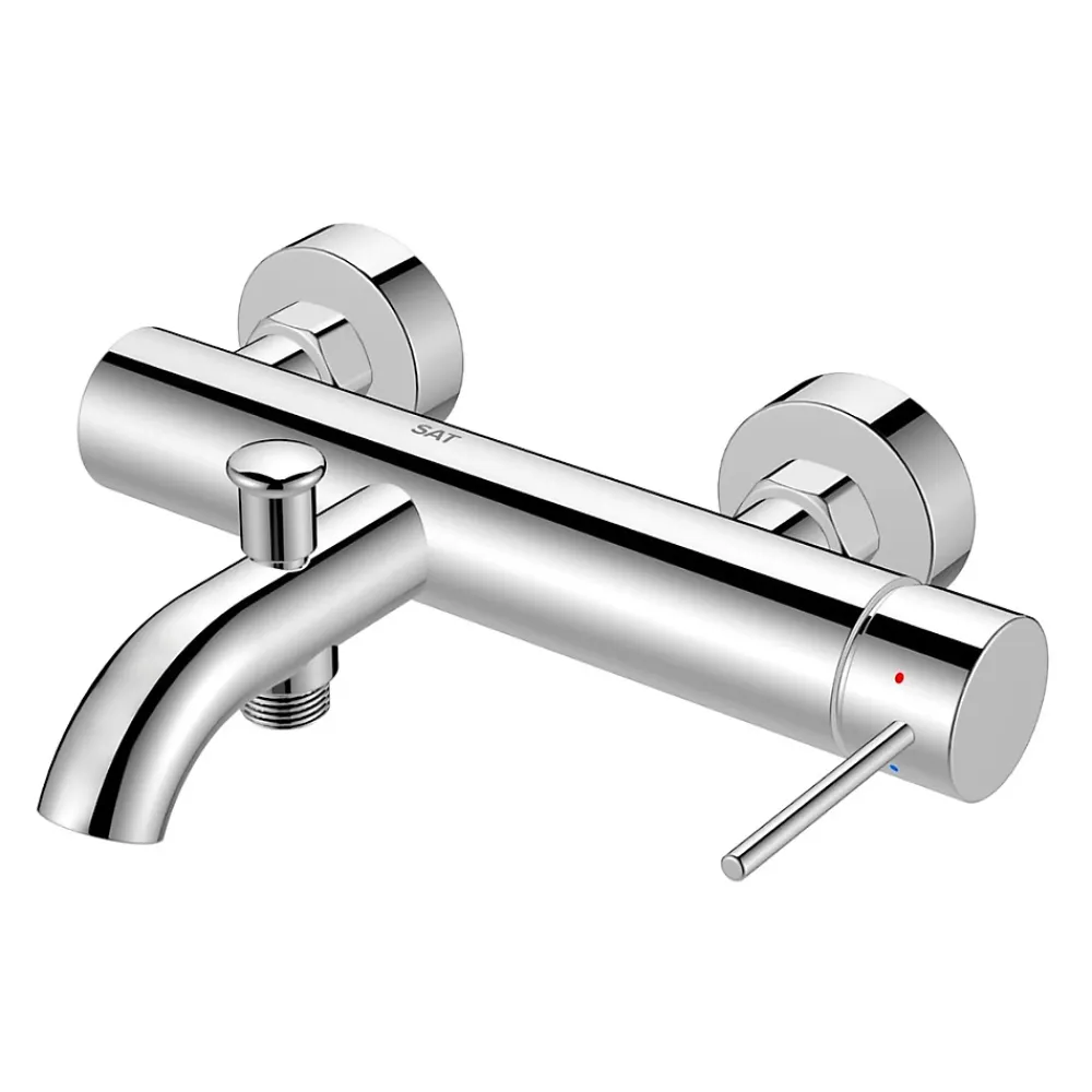 Siko Swiss Aqua Technologies Aurum mitigeur de baignoire mural 150 mm à levier sans set de douche, chrome brillant (SATBAUR222CR)