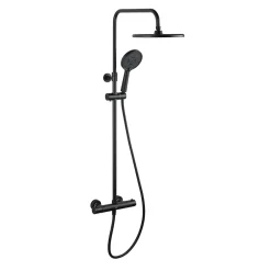 Swiss Aqua Technologies Aurum colonne de douche avec mitigeur thermostatique + douchette 3 jets + douche de tête, noir mat