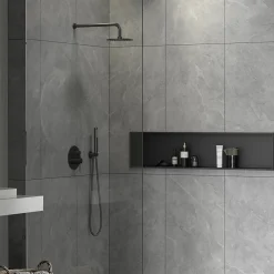 Etagère Salle De Bains|Swiss Aqua Technologies Aurum Niche de Douche à encastrer, Acier Inoxydable 304, 120x28x10cm, Noir mat (SATAURN12128MB)