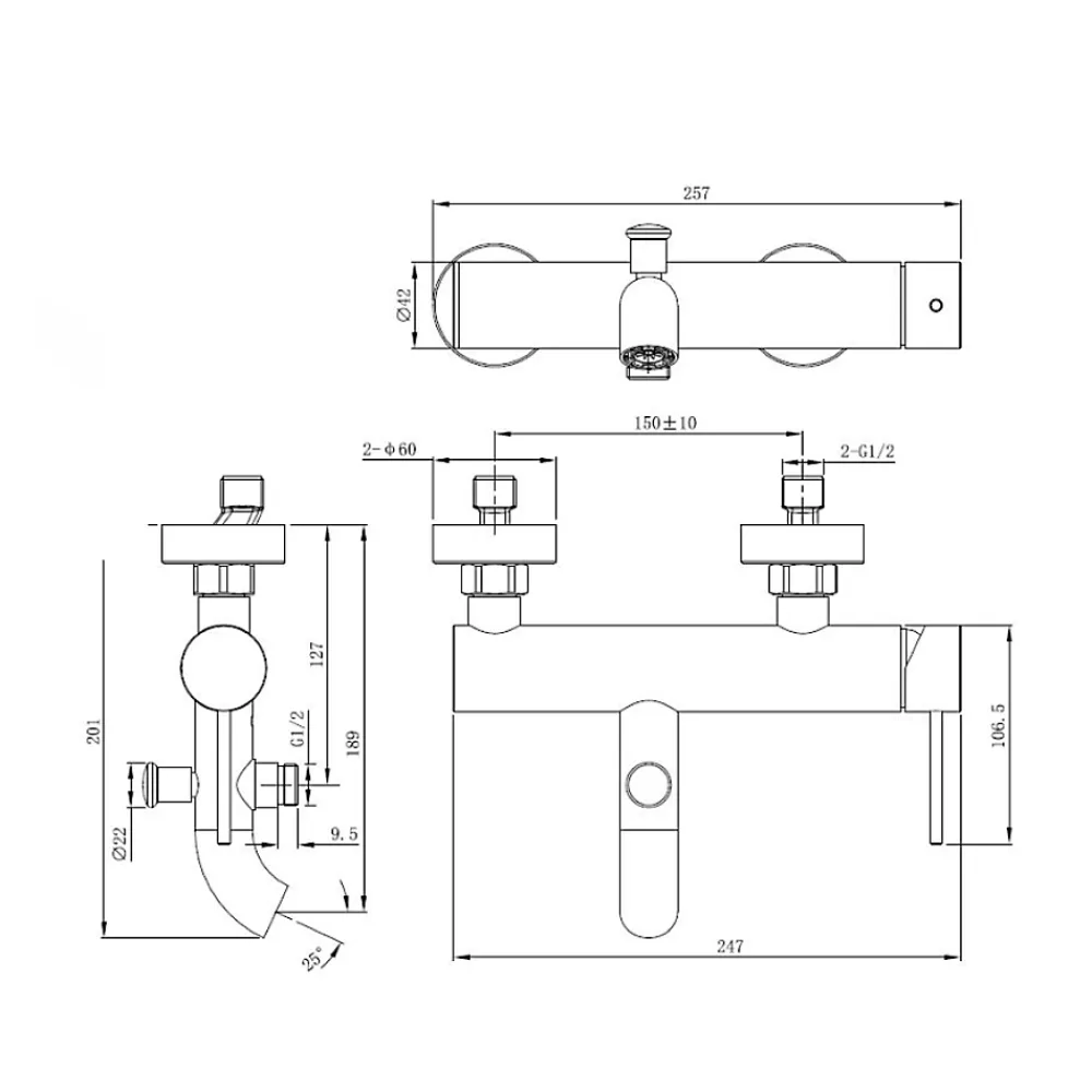 Swiss Aqua Technologies Aurum mitigeur bain/douche 150 mm à levier, or brossé (SATBAUR222BG)