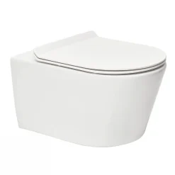 Wc Suspendu|Swiss Aqua Technologies Brevis WC suspendu sans bride, fixations invisibles + abattant ultra-fin, softclose (BrevisRimless)