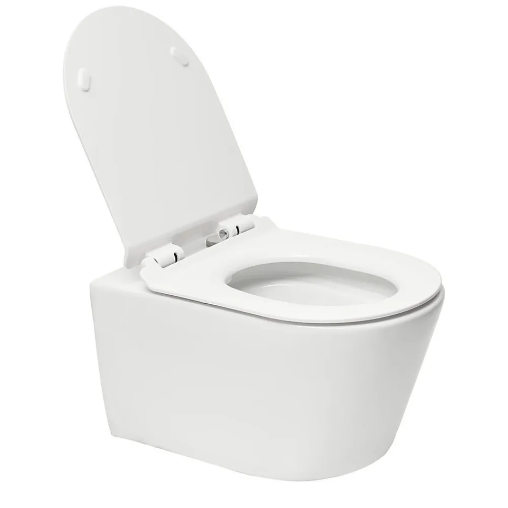 Wc Suspendu|Swiss Aqua Technologies Brevis WC suspendu sans bride, fixations invisibles + abattant ultra-fin, softclose (BrevisRimless)