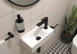 Lavabo|Swiss Aqua Technologies Brevis Lave-mains suspendu avec trou pour robinetterie à droite, 40,5x20,5x10,5cm (SATBRE4020SR)