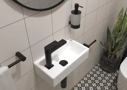 Swiss Aqua Technologies Brevis Lave-mains suspendu avec trou pour robinetterie à gauche, 40,5x20,5x10,5cm (SATBRE4020SL)