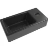 Swiss Aqua Technologies Brevis Lave-mains suspendu Noir mat avec trou pour robinetterie à droite, 40,5x20,5x10,5cm + Bonde