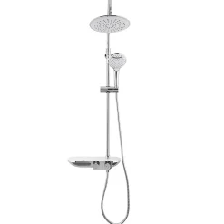 Colonne De Douche Hydromassante|Swiss Aqua Technologies Colonne douche, Douchette 3 jets, mitigeur thermostatique, Barre réglable en hauteur, Chrome/Blanc