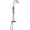 Swiss Aqua Technologies Colonne de douche avec mitigeur mécanique + Douche de tête 200mm + Douchette 3 jets, Noir mat (SATSSPKC)