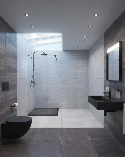 Swiss Aqua Technologies Colonne de douche avec mitigeur mécanique + Douche de tête 200mm + Douchette 3 jets, Noir mat (SATSSPKC)