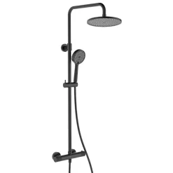 Colonne De Douche Hydromassante|Swiss Aqua Technologies Colonne de douche avec mitigeur thermostatique + Douche de tête 240 mm + Douchette 2 jets, Noir