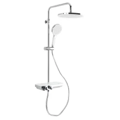 Colonne De Douche Hydromassante|Swiss Aqua Technologies Colonne de douche avec mitigeur thermostatique et tête de douche XXL 255mm, Chrome (SATSSTPBCH)