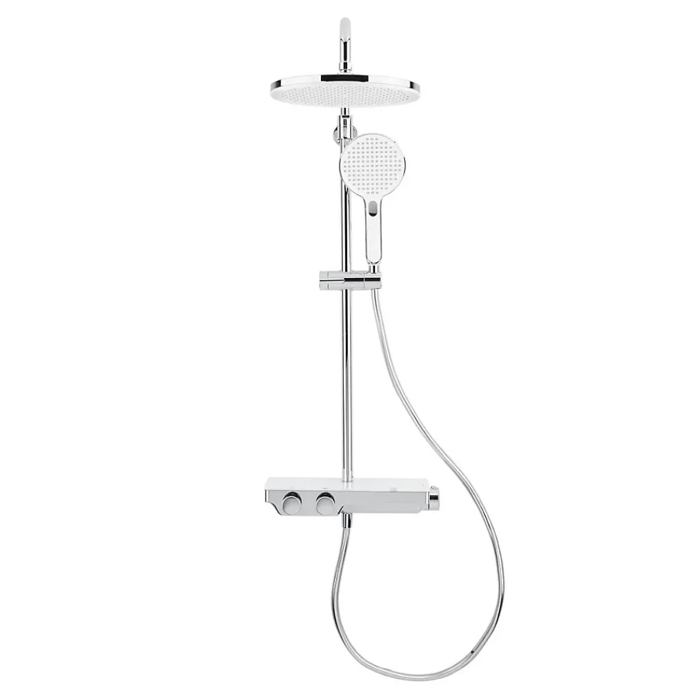 Colonne De Douche Hydromassante|Swiss Aqua Technologies Colonne de douche avec mitigeur thermostatique et tête de douche XXL 255mm, Chrome (SATSSTPBCH)