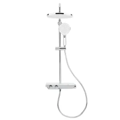 Colonne De Douche Hydromassante|Swiss Aqua Technologies Colonne de douche avec mitigeur thermostatique et tête de douche XXL 255mm, Chrome (SATSSTPBCH)