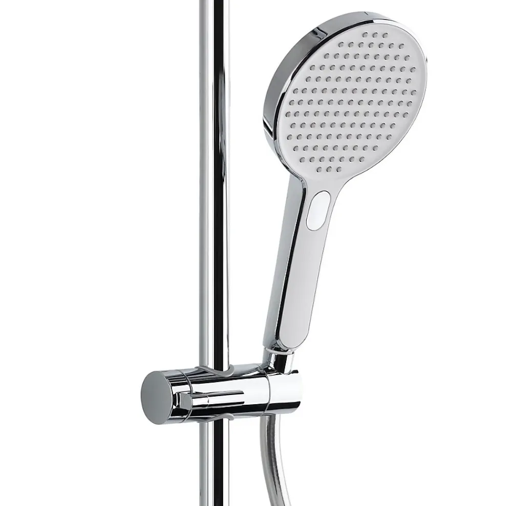 Colonne De Douche Hydromassante|Swiss Aqua Technologies Colonne de douche avec mitigeur thermostatique et tête de douche XXL 255mm, Chrome (SATSSTPBCH)