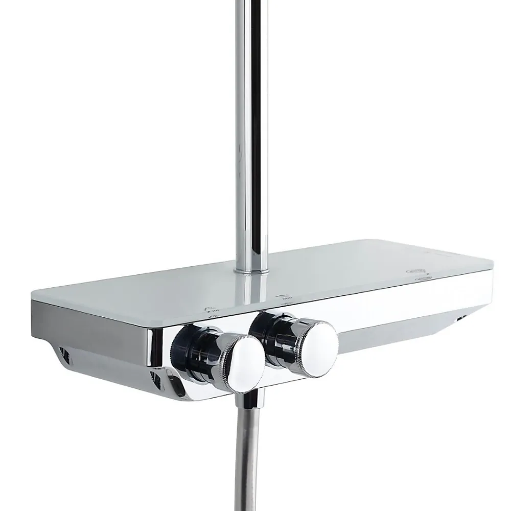 Colonne De Douche Hydromassante|Swiss Aqua Technologies Colonne de douche avec mitigeur thermostatique et tête de douche XXL 255mm, Chrome (SATSSTPBCH)