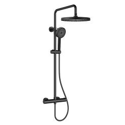 Colonne De Douche Thermostatique|Hansgrohe Swiss Aqua Technologies Colonne de douche XXL 250 avec mitigeur thermostatique, Douchette 3 jets, noir mat (SATSSTKEC)