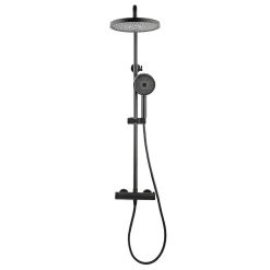 Colonne De Douche Thermostatique|Hansgrohe Swiss Aqua Technologies Colonne de douche XXL 250 avec mitigeur thermostatique, Douchette 3 jets, noir mat (SATSSTKEC)