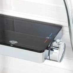 Colonne De Douche Thermostatique|Swiss Aqua Technologies Colonne de douche avec douchette 3 jets, Mitigeur thermostatique, Barre réglable en hauteur, Noir/Chrome