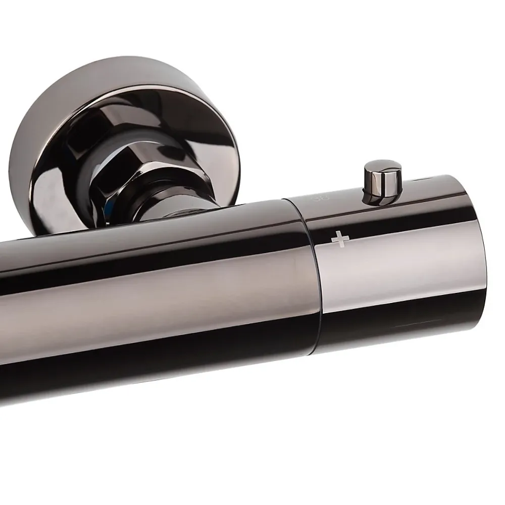 Swiss Aqua Technologies Colonne de douche, douchette stick Mitigeur thermostatique Barre réglable en hauteur, Gun métal SATDASSTK