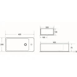 Lavabo|Swiss Aqua Technologies Ensemble lave-mains suspendu avec trou pour robinetterie 40.5x20.5 + Siphon (SATBRE4020SL-SET2)