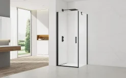 Paroi De Douche|Swiss Aqua Technologies Fusion ensemble porte pivotante /paroi 100x80cm anticalcaire avec profilés noir mat (SATFUD100S80C)