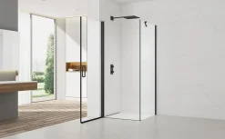 Paroi De Douche|Swiss Aqua Technologies Fusion ensemble porte pivotante /paroi 100x80cm anticalcaire avec profilés noir mat (SATFUD100S80C)