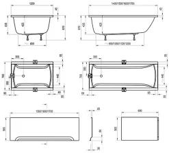 Baignoire Droite|Swiss Aqua Technologies Fusion 150 x 70 cm Baignoire gain de place en acrylique, sans pieds, blanc (SIKOVR150)