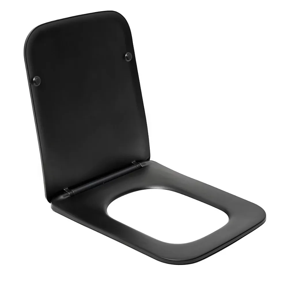 Swiss Aqua Technologies Infinitio Abattant de WC rectangulaire, Avec frein de chute, Noir (SATINFP12BKM)