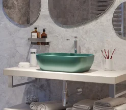 Swiss Aqua Technologies Infinitio Vasque à poser 45,5 x 32,5 x 13,5 cm, sans trop-plein, Vert foncé mat (SATINF4532DGEM)