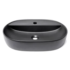 Swiss Aqua Technologies Infinitio Vasque à poser 60x40 cm, sans trop-plein, avec trou pour robinetterie, Noir mat (SATINF6040BKM)